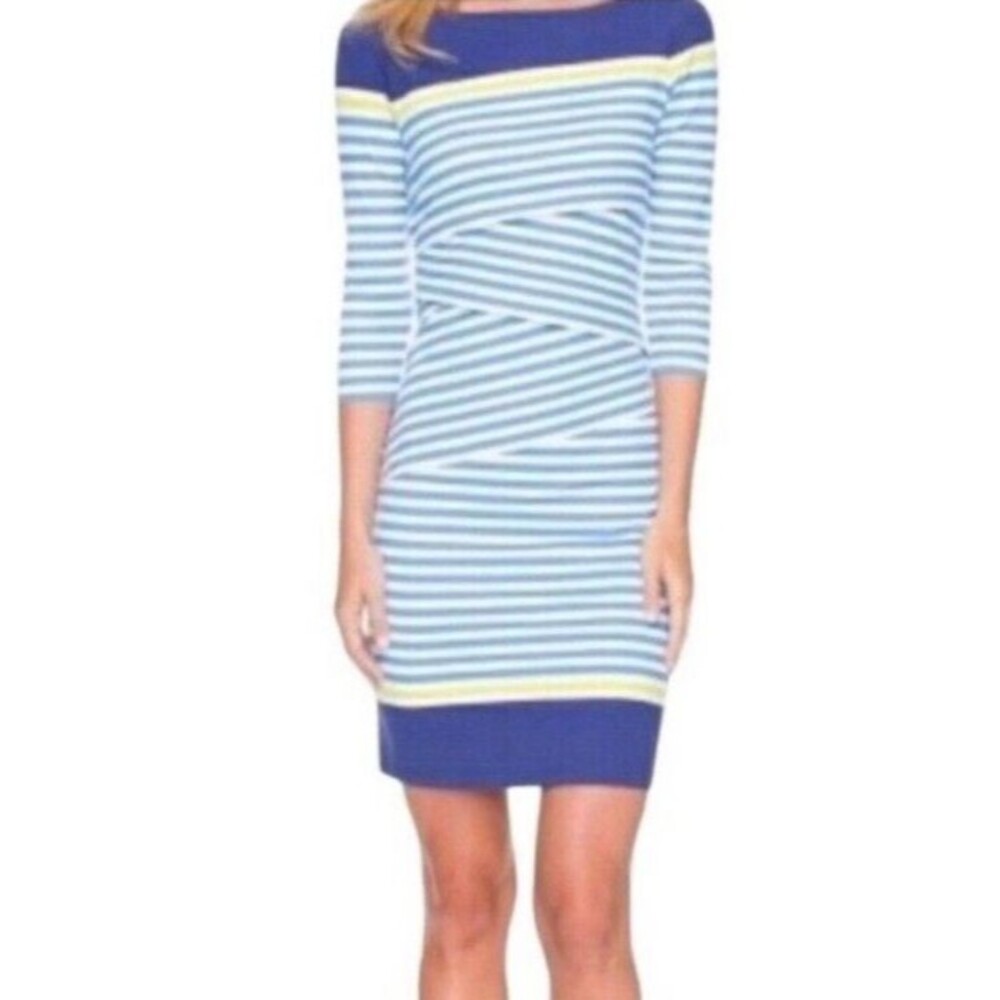 J. McLaughlin Nicola Sheath Dress Catalina Cloth Tiered 3/4 Sleeve Size Medium